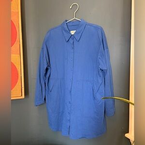 Eve Gravel Blue Button-Up Shirt Jacket